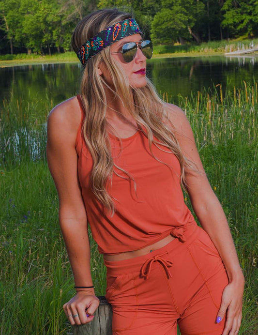 Cowgirl Tuff Ladies Breathe Instant Cooling UPF S/S Racerback Tank - Rust