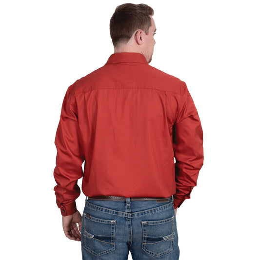 Just Country Mens 1/2 Button L/S Shirt - Rust