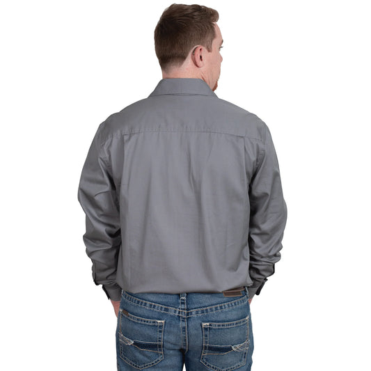 Just Country Mens 1/2 Button L/S Shirt - Steel Grey