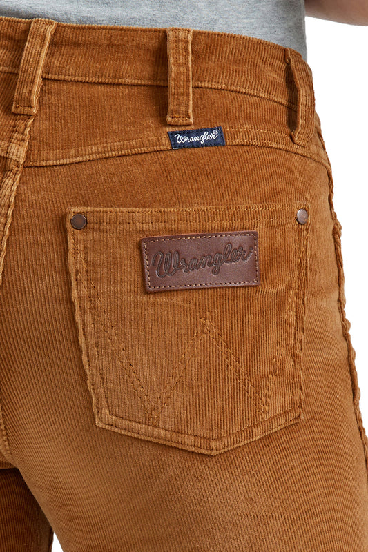 Wrangler USA Ladies Retro Bailey Corduroy High Rise Trouser Jean - Brown - 34" Leg - 112352983