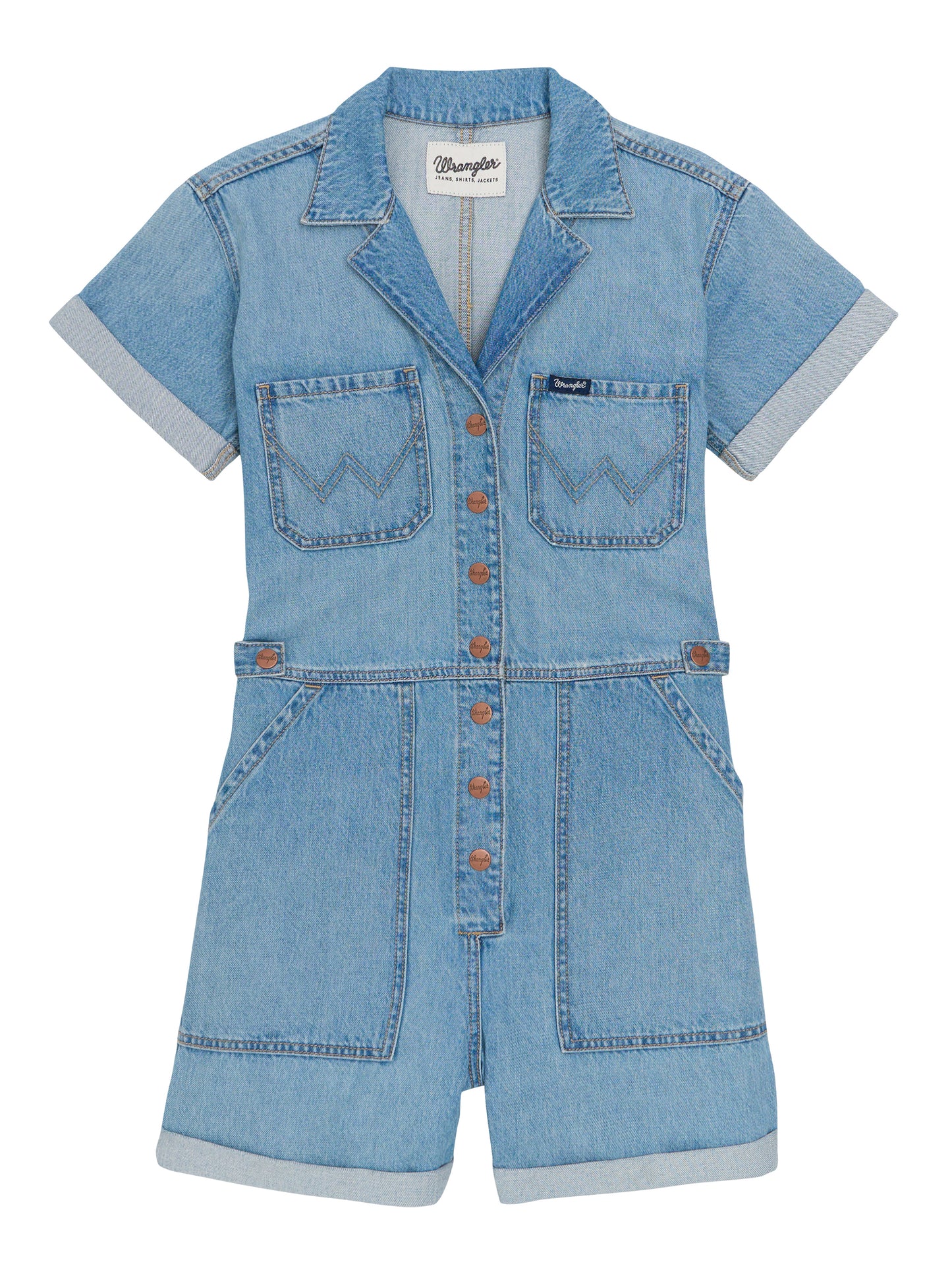 Wrangler USA Ladies Denim Snap S/S Romper - 112379510