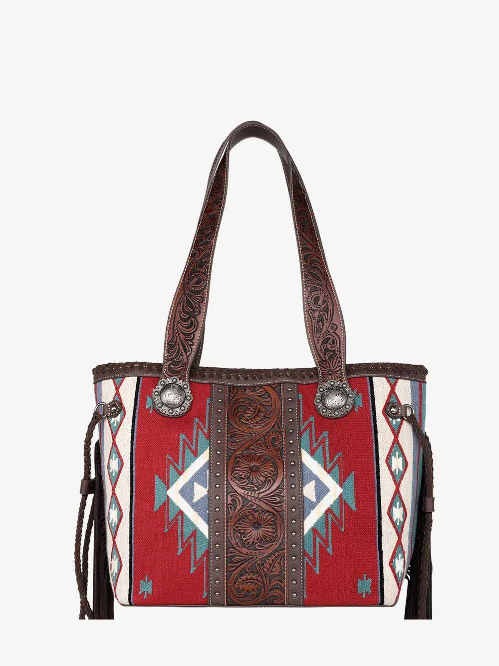 Montana West Aztec Tapestry Floral Embossed Carry Tote - Coffee - MW1211G-8317