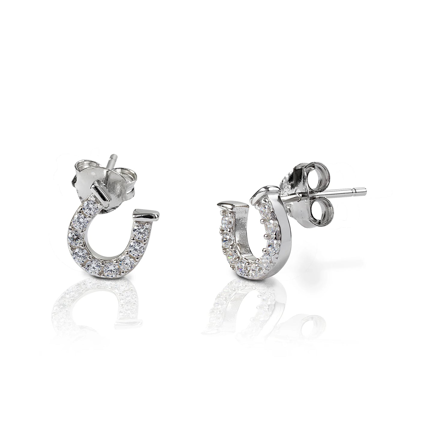 Kelly Herd Earrings Clear Horseshoe - Sterling Silver