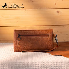 Montana West Tooled Embroidered Wallet - Brown