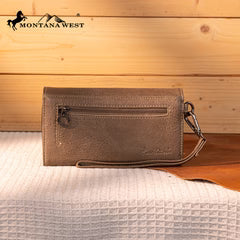 Montana West Tooled Embroidered Wallet - Khaki