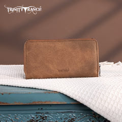 Trinity Ranch Floral Aztec Tooled Wallet - Brown