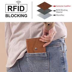 Montana West Genuine Leather Tri-Fold RFID Wallet - Brown