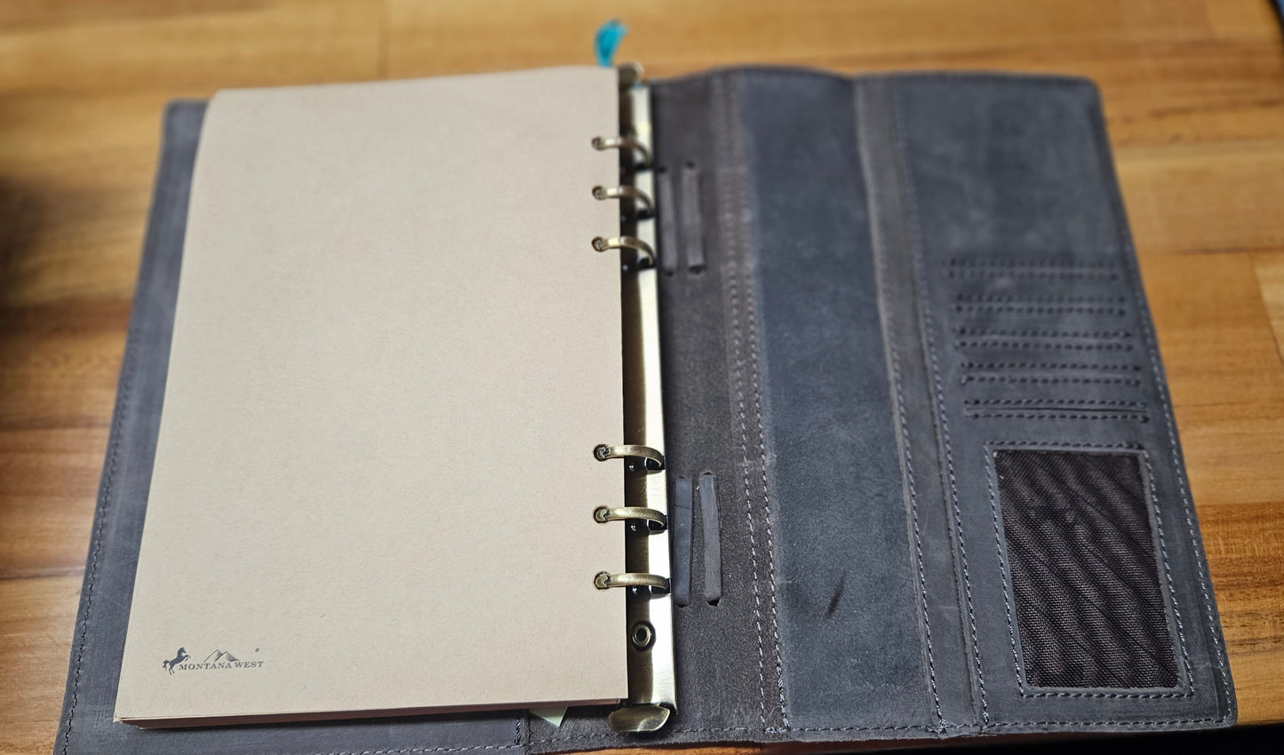 Montana West Western Vintage Genuine Leather Journal Notebook Handheld - MWL041GY