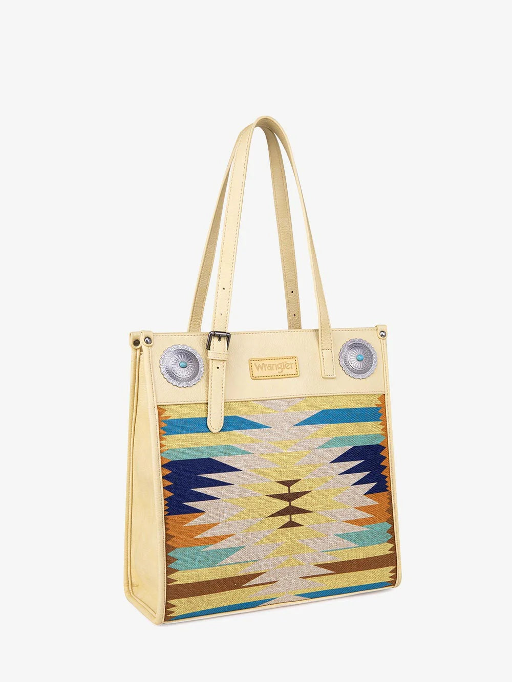Montana West Wrangler Aztec Print Canvas Concho Carry Tote - Tan- WG52-G8317