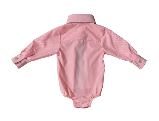 Little Windmill Chloe Coral Gingham L/S Romper