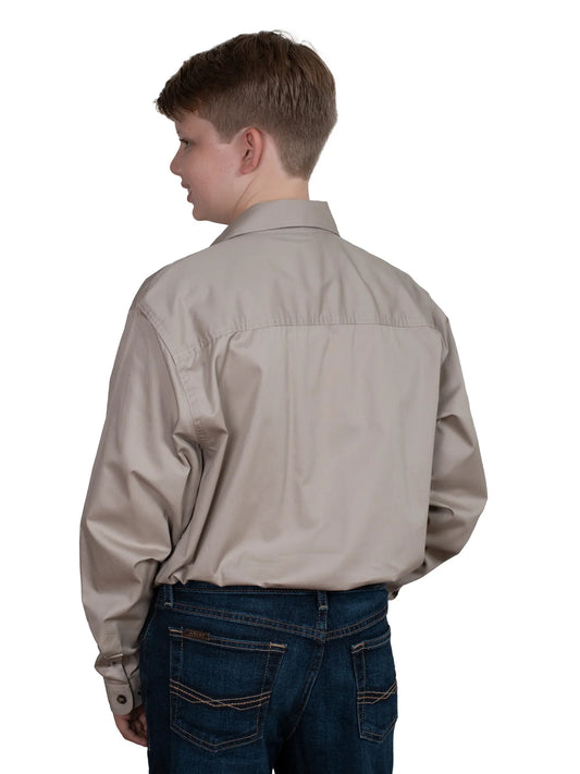 Just Country Boys Lachlan 1/2 button Work Shirt - Stone - 30303STN