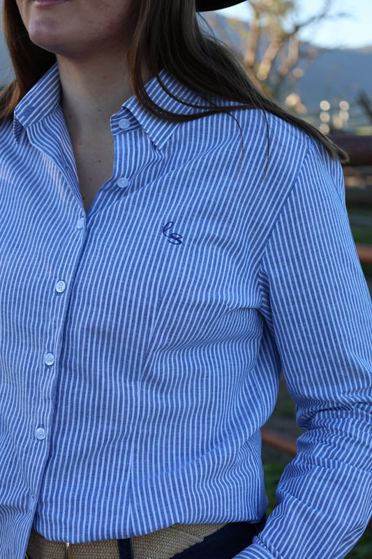 Lime & Soda Arabella L/S Shirt - Navy & White