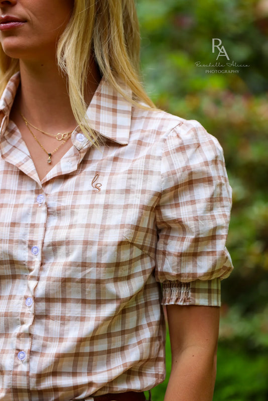 Lime & Soda Mae Blouse - Sandstone Plaid