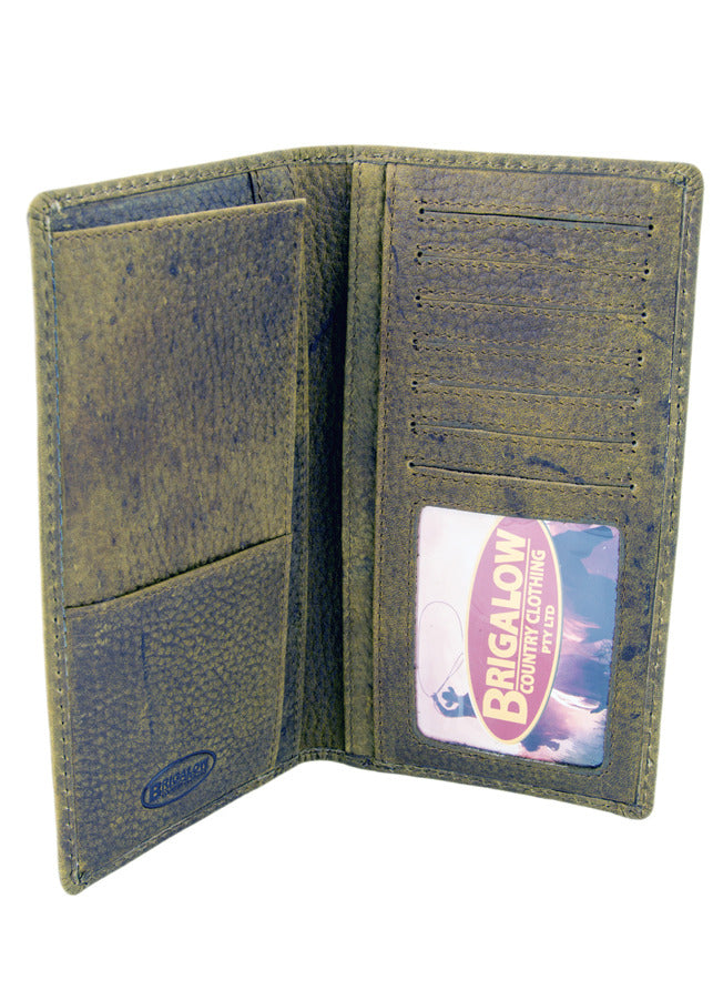 Brigalow Mens Distressed Leather Checkbook Wallet - Bull Rider