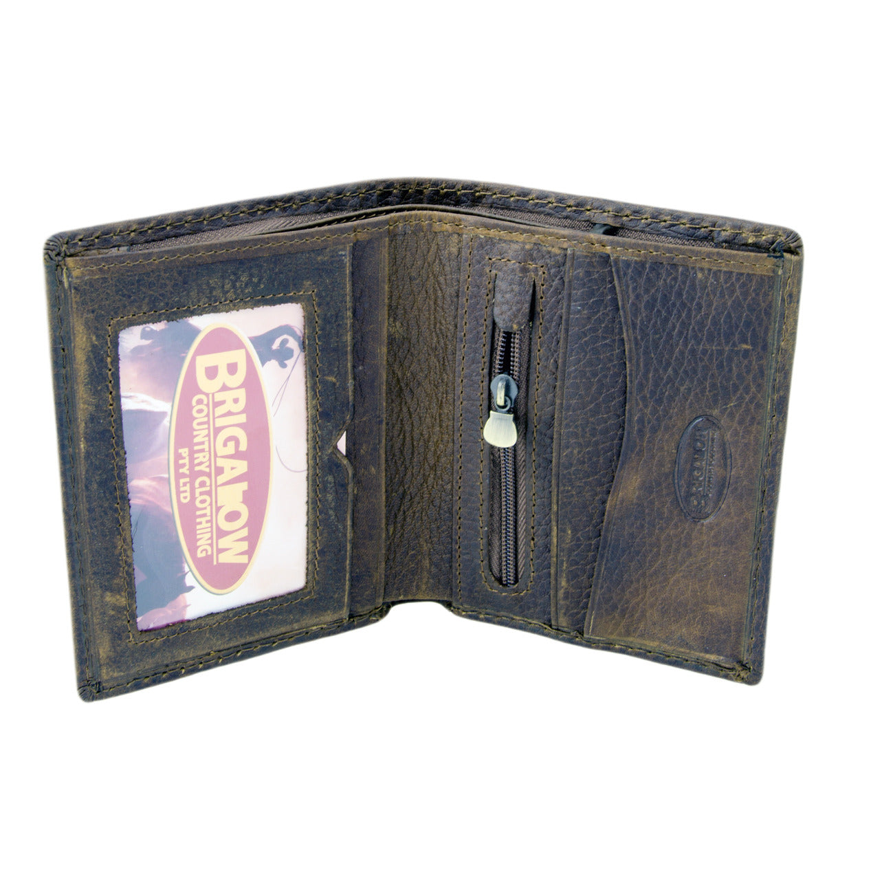 Brigalow Mens Distressed Leather Bi Fold Wallet - Bull Rider