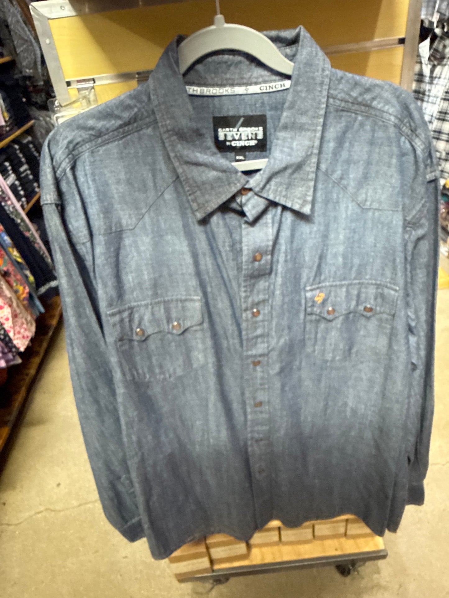 Cinch Mens Garth Brooks Denim Look Snap L/S Shirt - On Sale