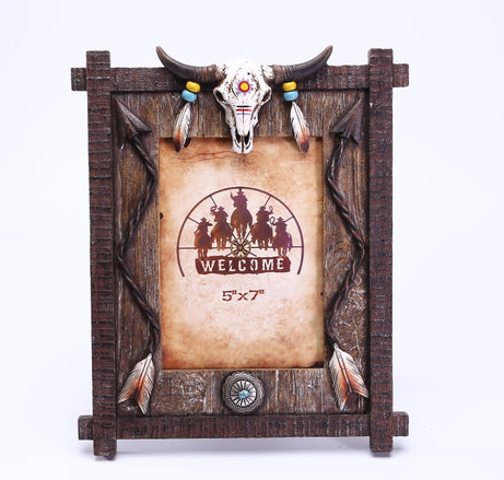 Brigalow Bulls Head and Arrows Resin Photo Frame - 7"x5" - 7002