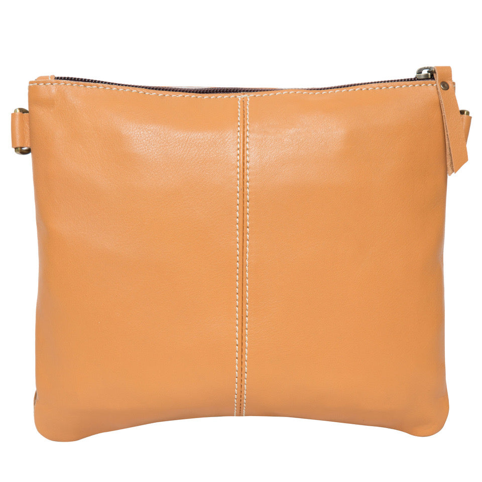 The Design Edge Costa Rica Tooling Leather Cowhide Clutch Bag - Tan and White Hairon - AB07