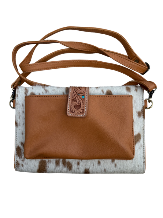 The Design Edge Cowhide Leather Dark Brown Wallet Bag - AB86
