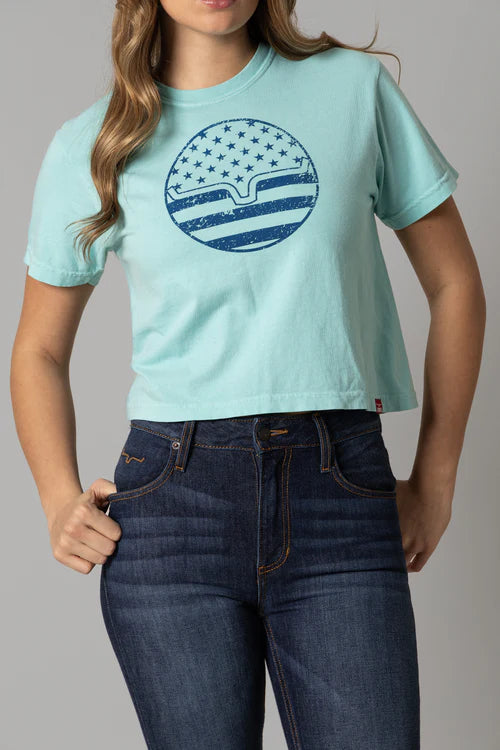 Kimes Ranch Ladies American Bullseye Crop Tee - WSH0000011 Mint