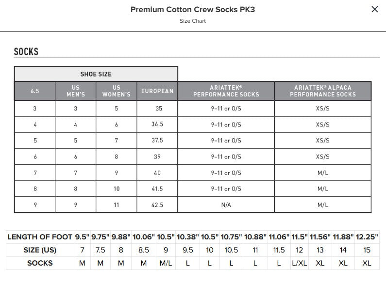 Ariat Mens Premium Cotton Crew Socks - Pk 3 - 2239-002