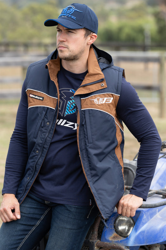 Bullzye Mens Bazooka Vest - Navy/Tan - ON SALE