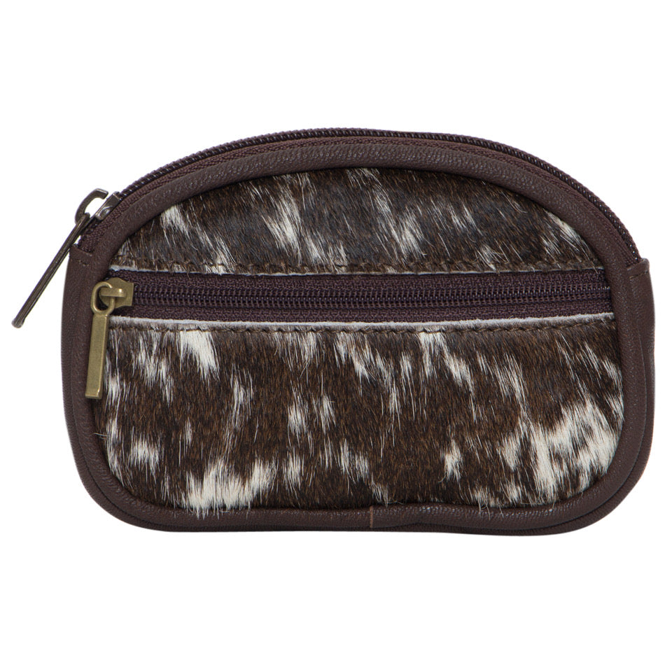 The Design Edge Cowhide Zippered Card Case - Brown and White Hairon - CA08