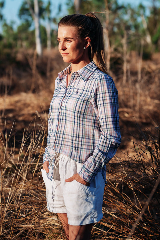 Lime & Soda Ivy L/S Shirt - Blush Plaid