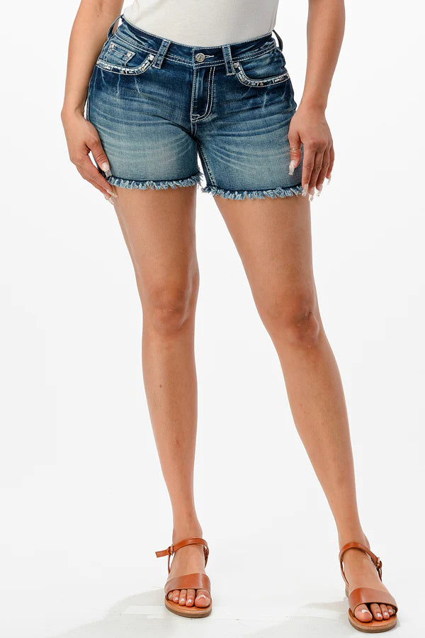 Grace in LA Ladies Mid Rise Denim Shorts - EH61765