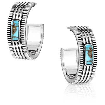 Montana Silversmiths - Montana Turquoise Sky Hoop Earrings -ER6111
