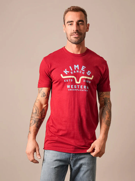 Kimes Ranch Mens T Shirt - Easy Does It - Cardinal