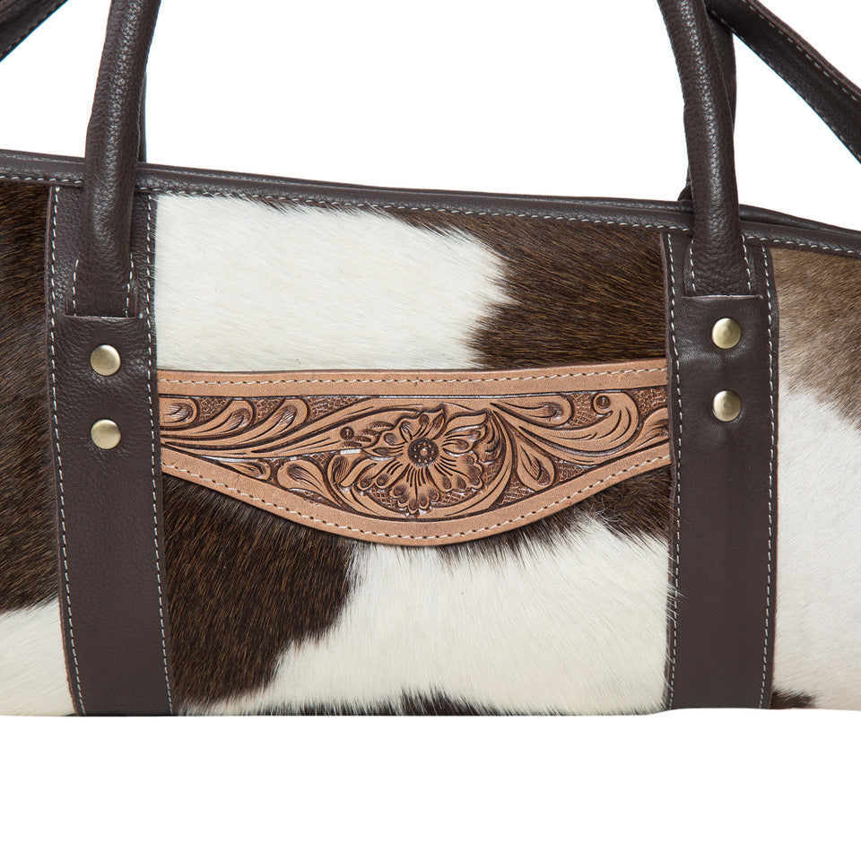 The Design Edge Tooling Leather Cowhide Rifle Case - Brown & White