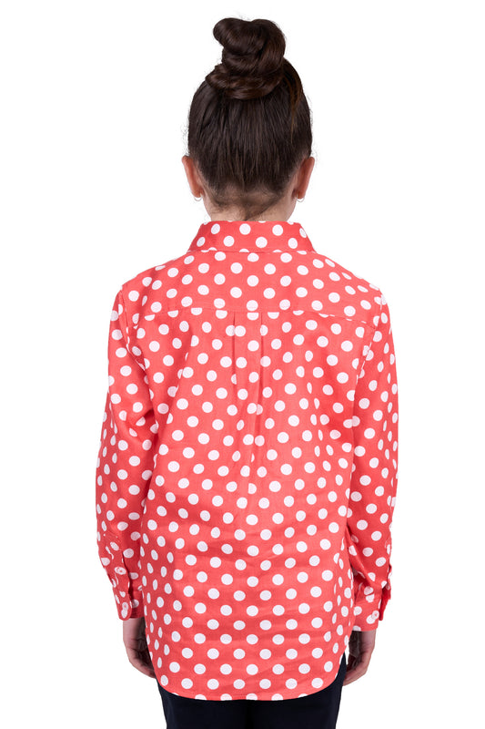 Hard Slog Kids Jaz Half Placket L/S Shirt - Coral