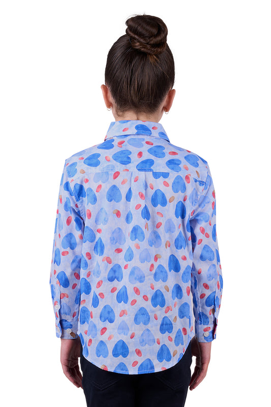 Hard Slog Kids Miv Half Placket L/S Shirt - Blue