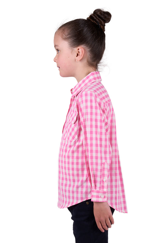 Hard Slog Kids Melly Half Placket Long Sleeve Shirt - Pink