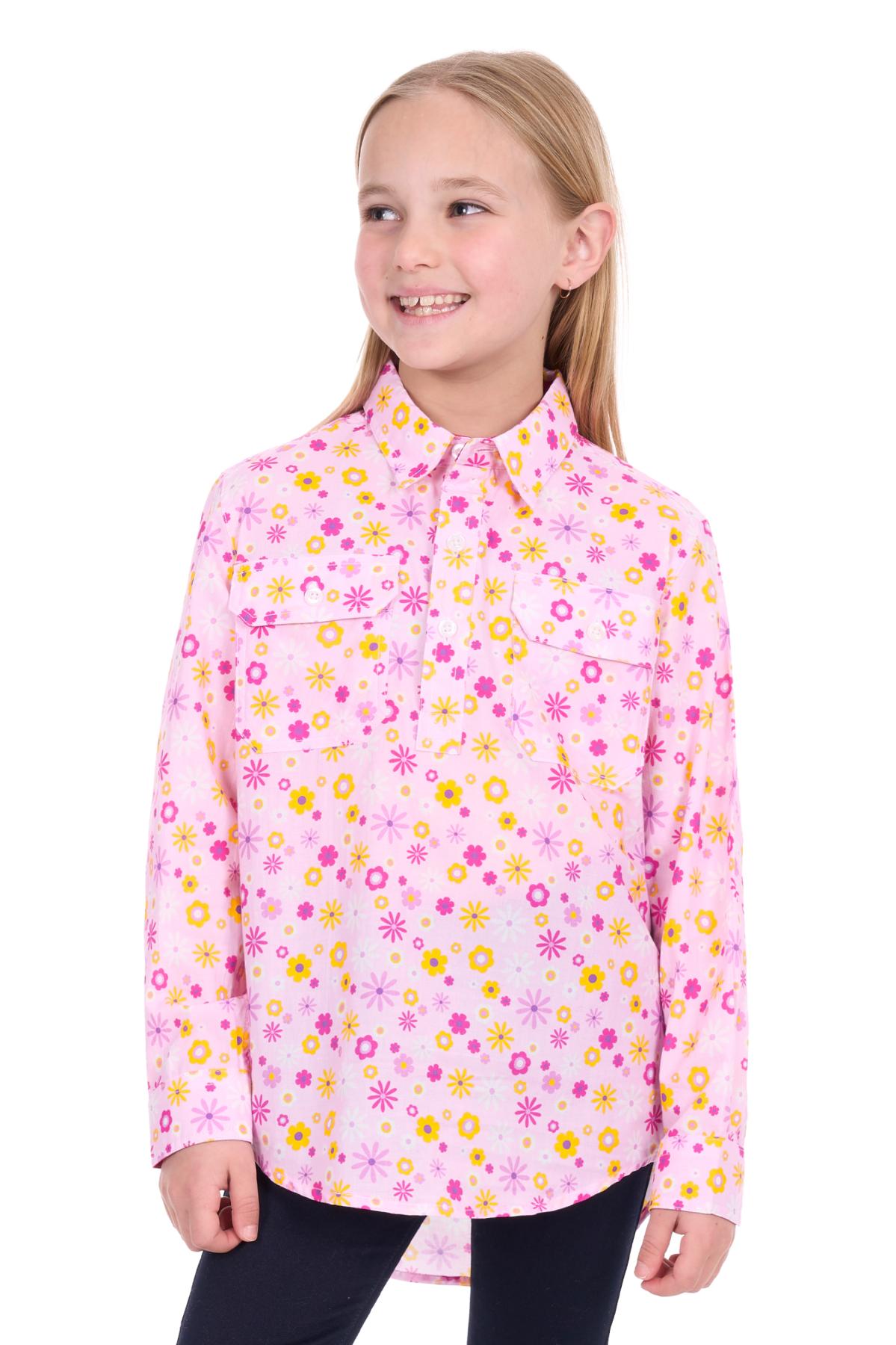 Hard Slog Kids Daisy Half Placket L/S Shirt - H6W7101167