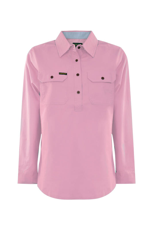 Hard Slog Ladies Half Placket Light Cotton Pastel L/S Shirt - HCP2105002