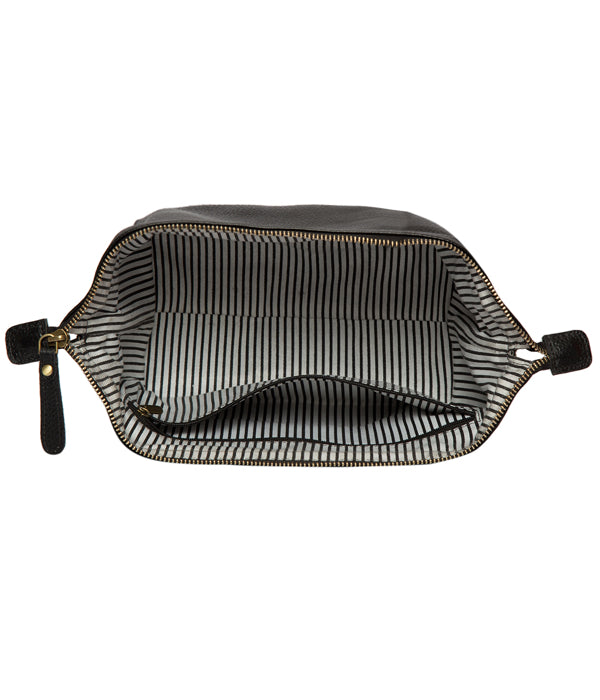 The Design Edge Grain Leather Toiletries Kit Bag - Hong Kong - Black - T71035