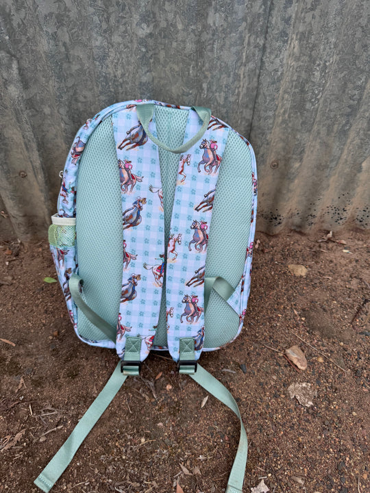 Little Windmill Teal Cowgirl Backpack Bag Double Zipper