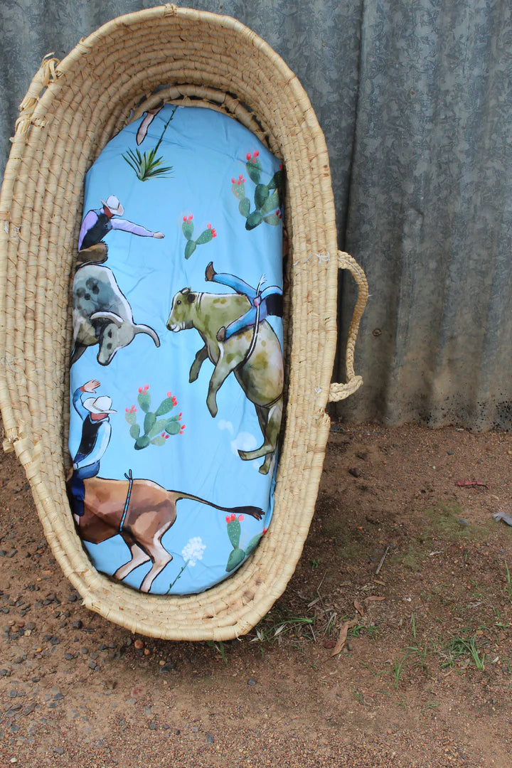 Little Windmill Blue Bull Rider Bassinet/Change Table Cover