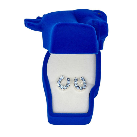 Brigalow Blue Rhinestone Horseshoe Earrings