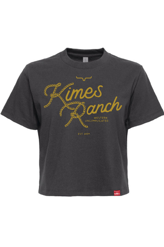 Kimes Ranch Ladies Lasso Script T Shirt- Graphite
