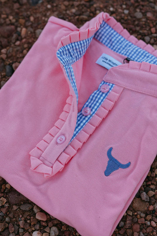 Little Windmill Keira Baby Pink Ruffle Polo