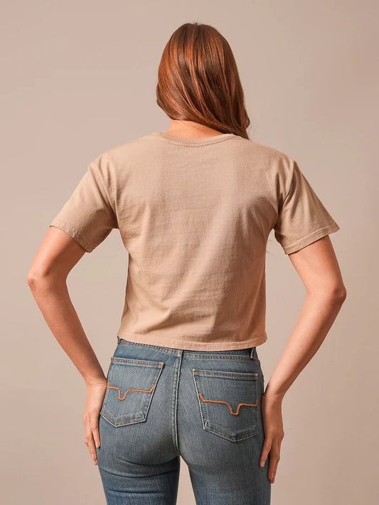 Kimes Ranch Ladies T Shirt - Lasso Script - Tan