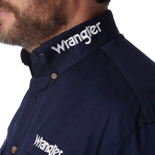 Wrangler USA Mens Logo 2 Pocket L/S Shirt - Navy