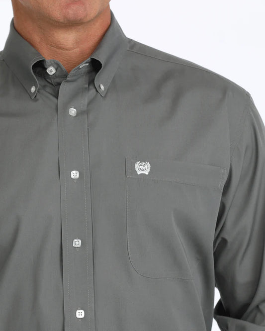 Cinch Mens Solid Grey L/S Shirt