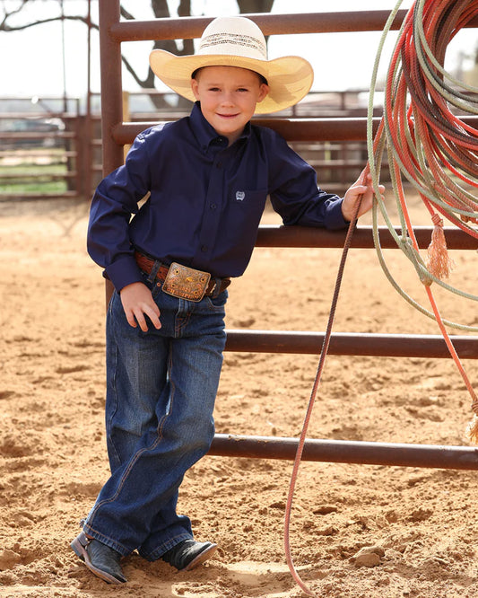 Cinch Boys Toddler Button Down L/S Shirt - Royal Blue - MTW7061412