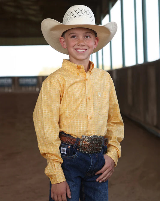 Cinch Boys Button Down L/S Shirt - Gold - MTW7060414