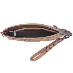 Montana West Floral Tooled Wristlet Clutch/Crossbody Bag - Tan