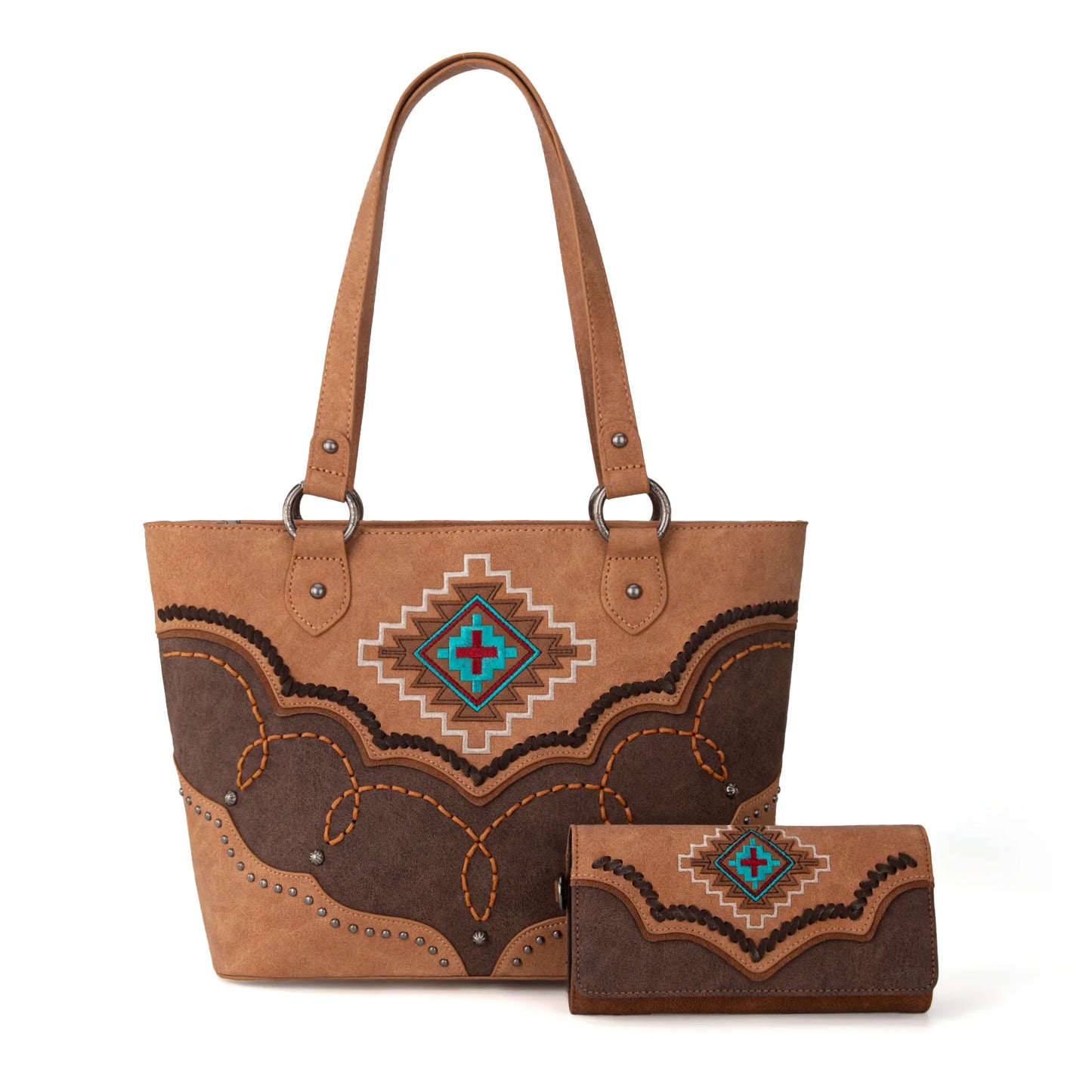 Montana West Embroidered Aztec Wallet - Brown